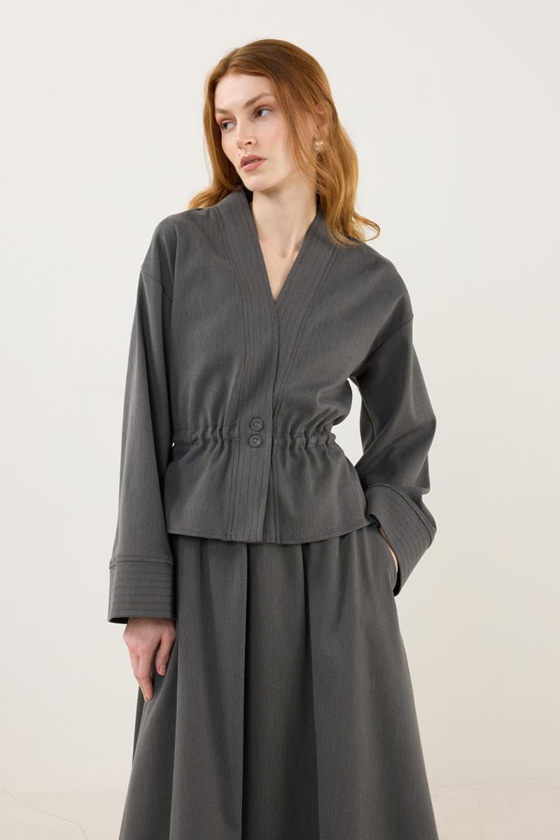 Dikiş Detaylı Ceket Antrasit