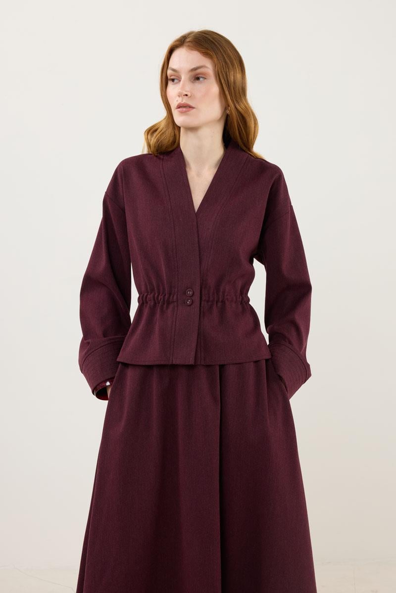 Dikiş Detaylı Ceket Bordo