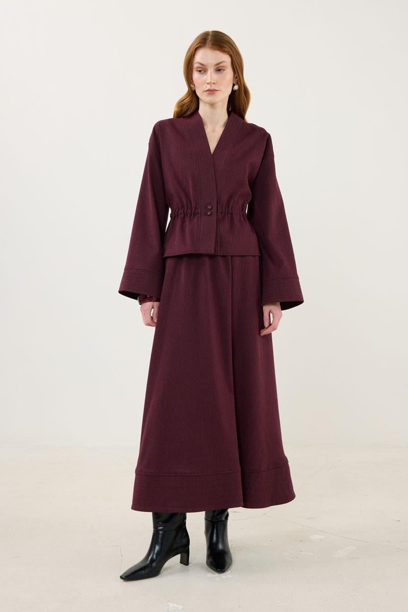 Dikiş Detaylı Ceket Bordo