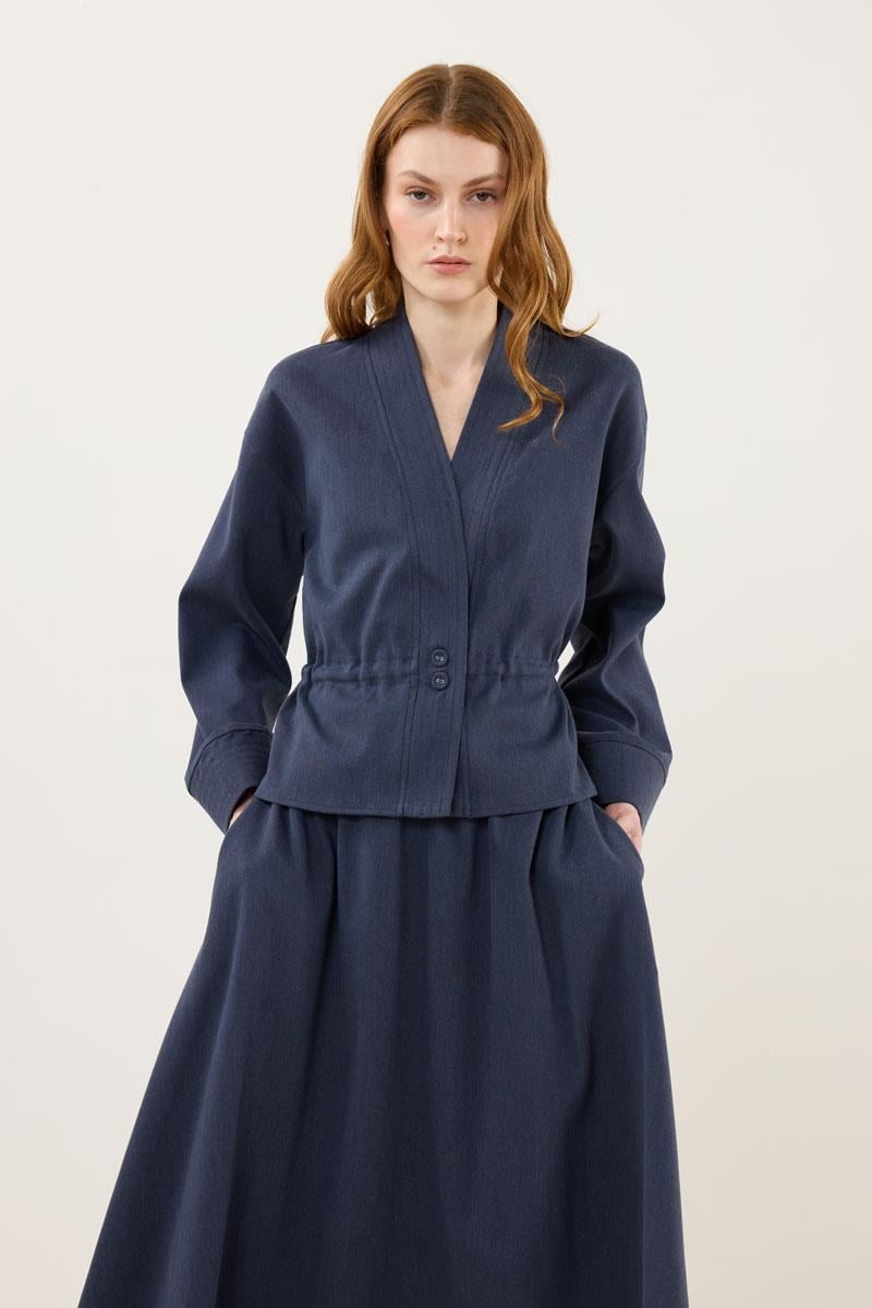 Dikiş Detaylı Ceket Lacivert