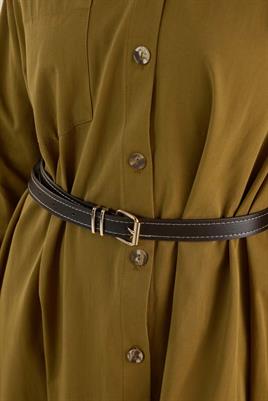 Dikişli Deri Kemer Acı kahve