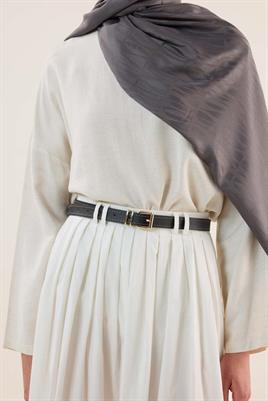 Dikişli Deri Kemer Siyah