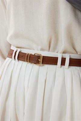 Dikişli Deri Kemer Taba