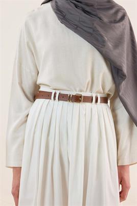 Dikişli Deri Kemer Taba