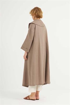 Dökümlü Ham Keten Kaftan Vizon