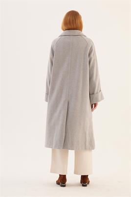 Duble Kol Desenli Kaban Açık gri