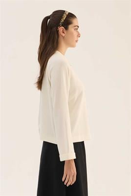 Duble Kol Triko Kazak Beyaz