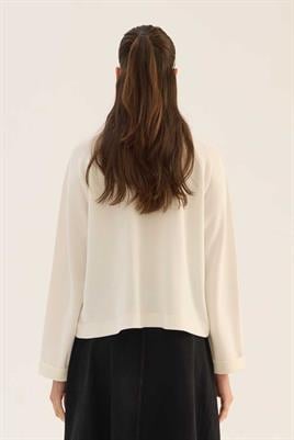 Duble Kol Triko Kazak Beyaz