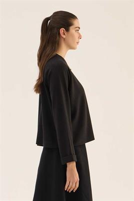 Duble Kol Triko Kazak Siyah