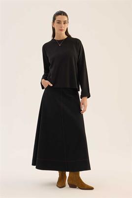 Duble Kol Triko Kazak Siyah