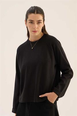 Duble Kol Triko Kazak Siyah