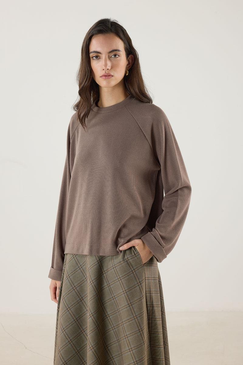 Duble Kol Triko Kazak Vizon