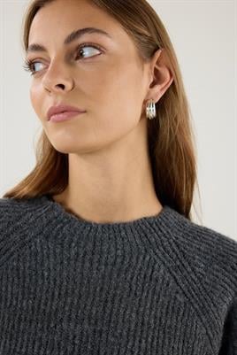 Duble Kollu Kalın Örme Triko Kazak Antrasit