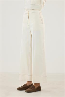 Duble Paça Kot Pantolon Ekru