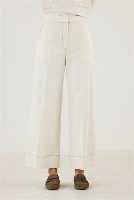 Duble Paça Kot Pantolon Ekru