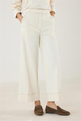 Duble Paça Kot Pantolon Ekru