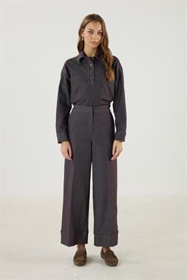 Duble Paça Kot Pantolon Kahverengi