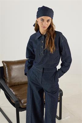 Duble Paça Kot Pantolon Lacivert