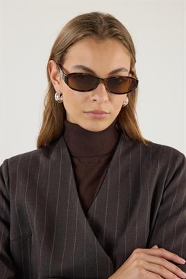 Düğme Detaylı Çizgili Blazer Acı kahve