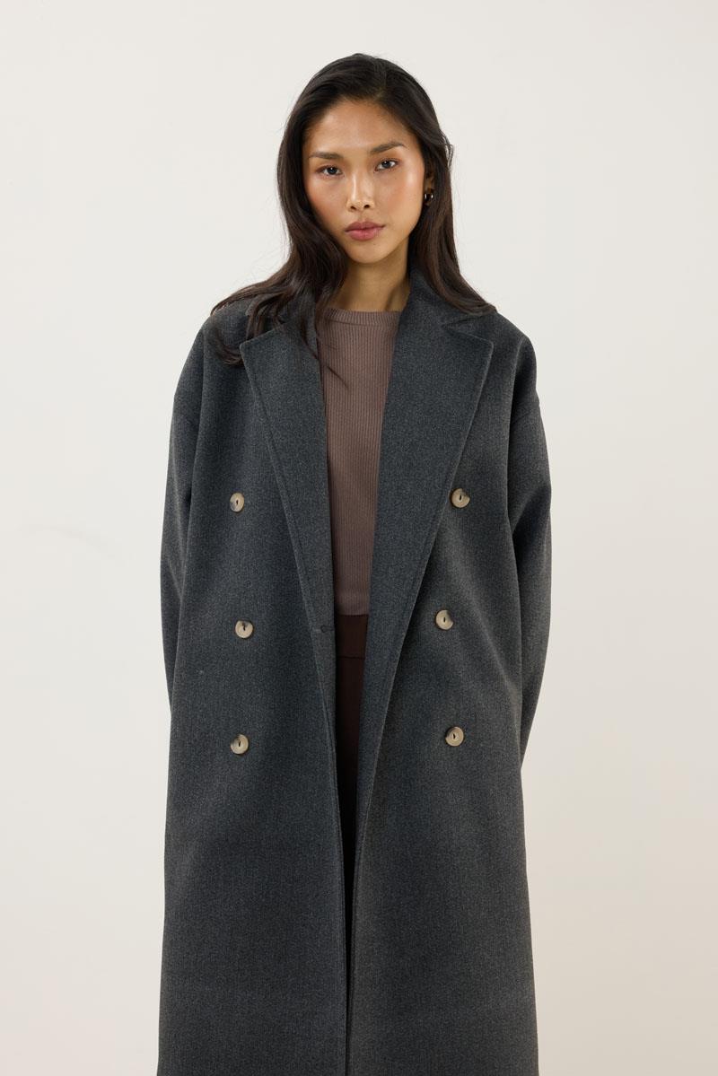 Düğmeli Kruvaze Kaban Antrasit