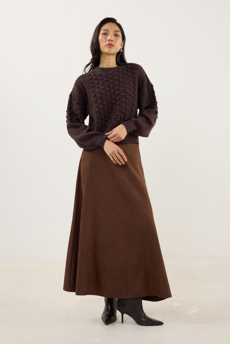 Düğüm Detaylı Kazak Acı kahve