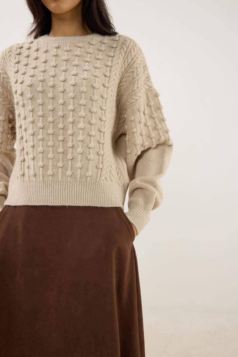 Düğüm Detaylı Kazak Krem