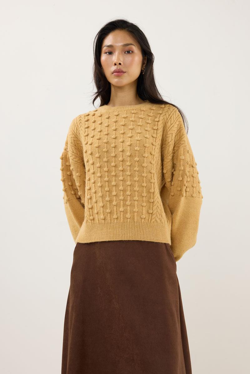 Düğüm Detaylı Kazak Soft Sarı