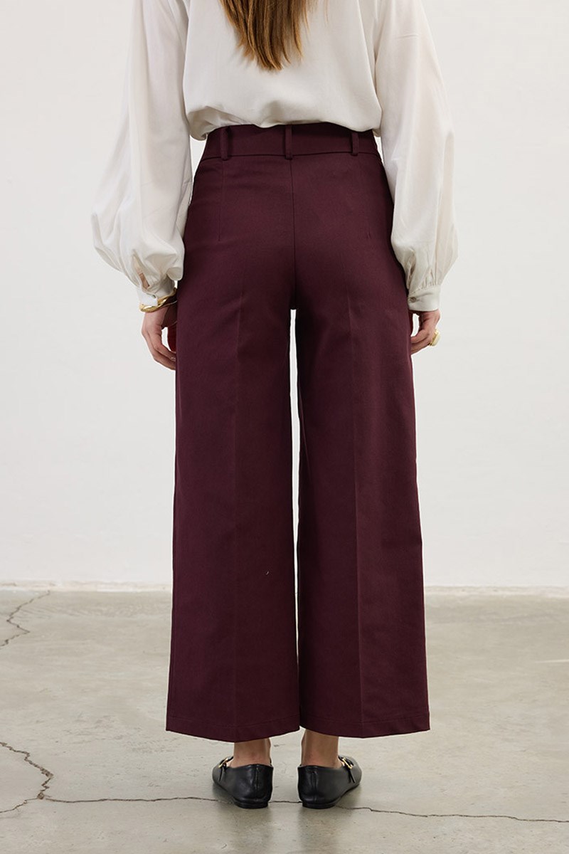 Düz Kesim Pantolon Bordo