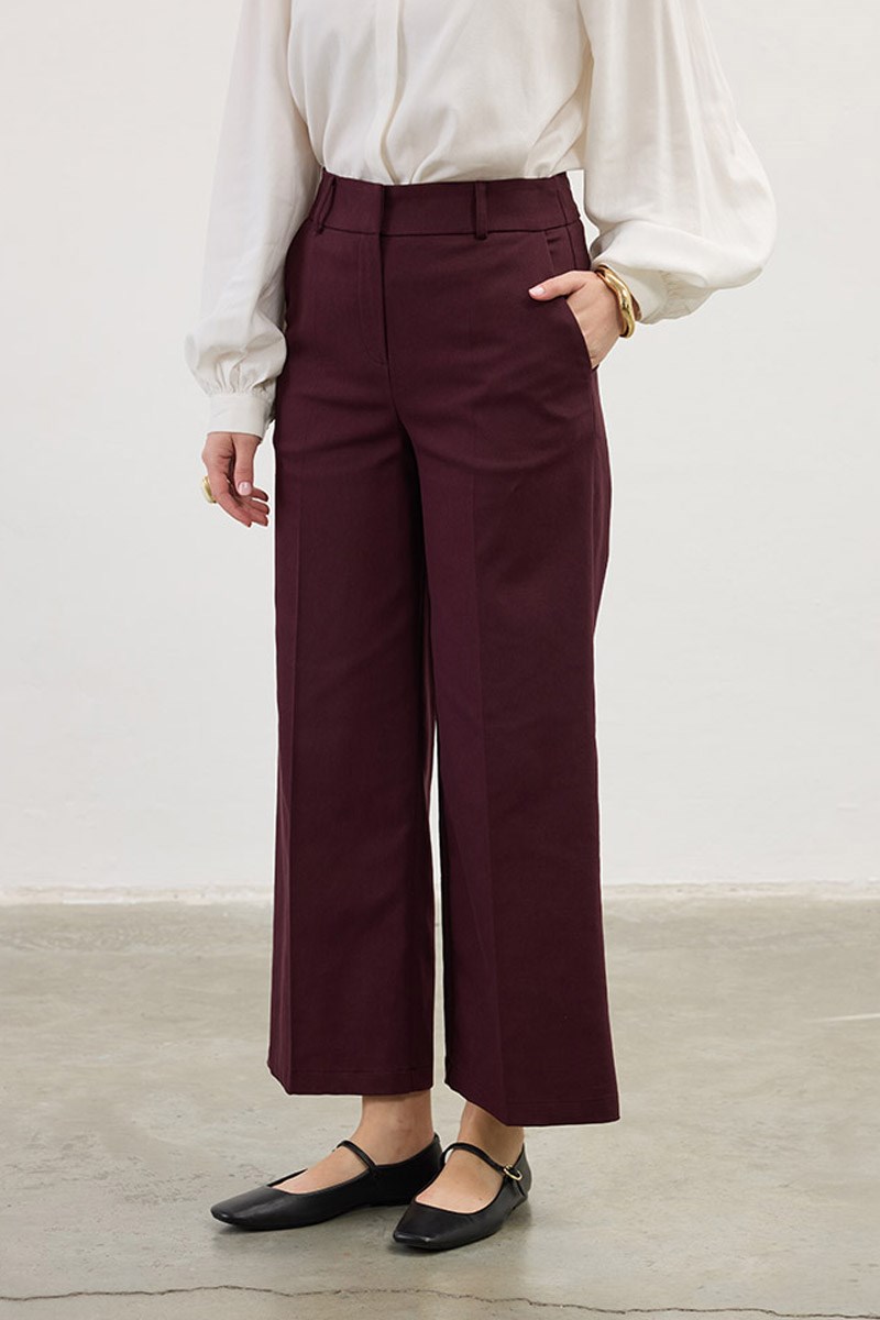 Düz Kesim Pantolon Bordo