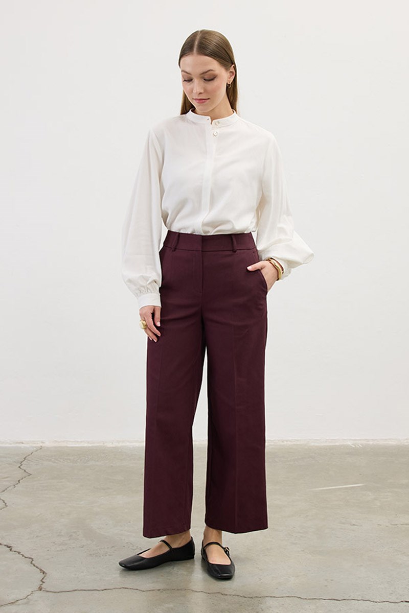 Düz Kesim Pantolon Bordo