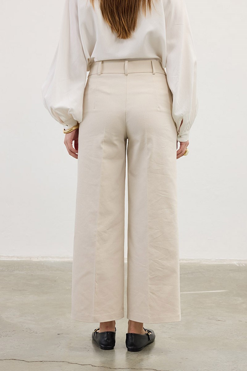 Düz Kesim Pantolon Krem