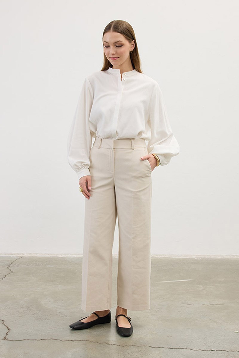 Düz Kesim Pantolon Krem