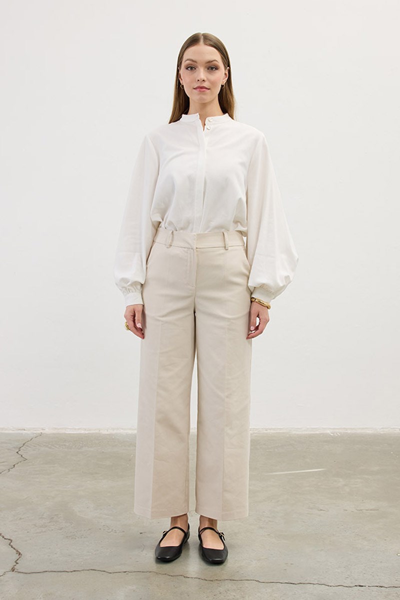 Düz Kesim Pantolon Krem