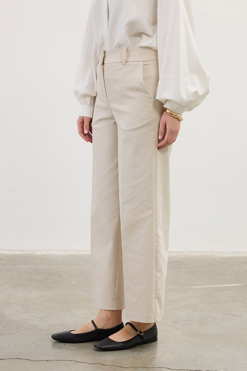 Düz Kesim Pantolon Krem