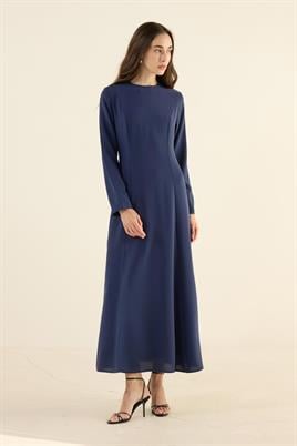 Düz Kuplu Gece Elbisesi Lacivert