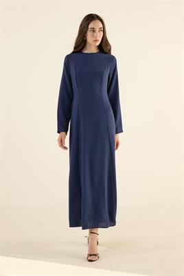 Düz Kuplu Gece Elbisesi Lacivert