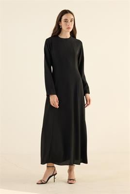 Düz Kuplu Gece Elbisesi Siyah