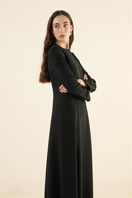 Düz Kuplu Gece Elbisesi Siyah