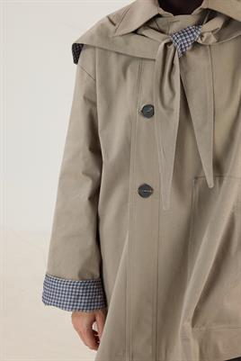 Ekose Astarlı Trençkot Vizon