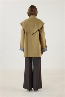 Ekose Astarlı Trençkot Camel