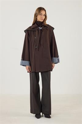 Ekose Astarlı Trençkot Acı kahve