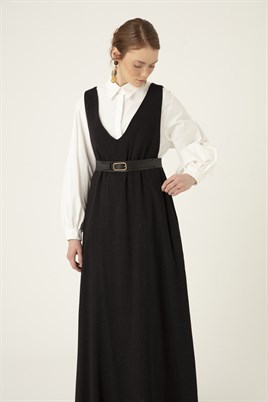 Eskitme Tokalı Deri Kemer Siyah