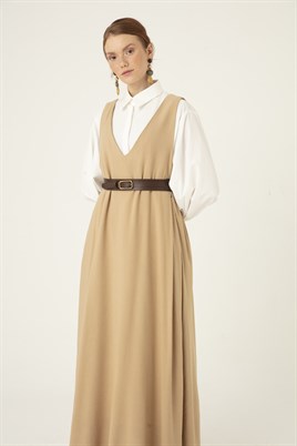 Eskitme Tokalı Deri Kemer Acı kahve