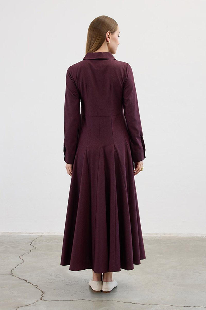 Eteği Godeli Elbise Bordo