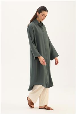 Eteği Kavisli Tunik Koyu yeşil