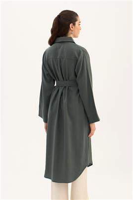 Eteği Kavisli Tunik Koyu yeşil