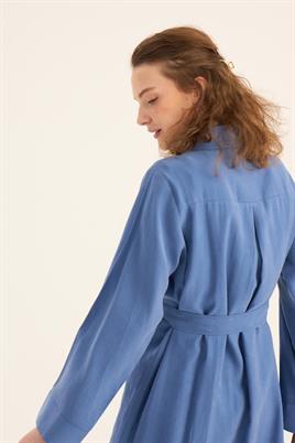 Eteği Kavisli Tunik İndigo