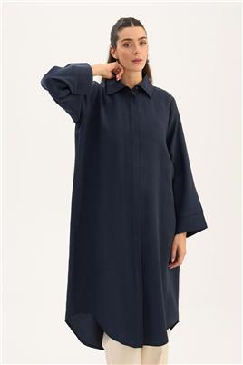 Eteği Kavisli Tunik Lacivert