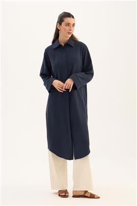 Eteği Kavisli Tunik Lacivert