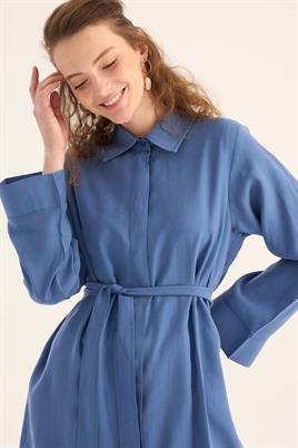 Eteği Kavisli Tunik İndigo